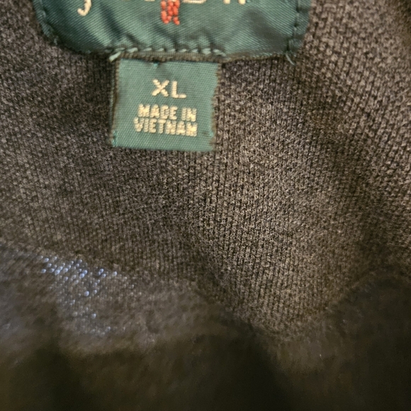 Vintage J CREW Pique Knit Long Sleeve Men's Polo Shirt XL Dark Grey - Picture 3 of 5